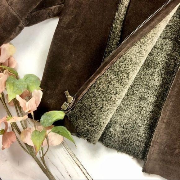 GUESS Brown Suede Jacket with Faux-Fur Lining - L - Picture 5 of 9